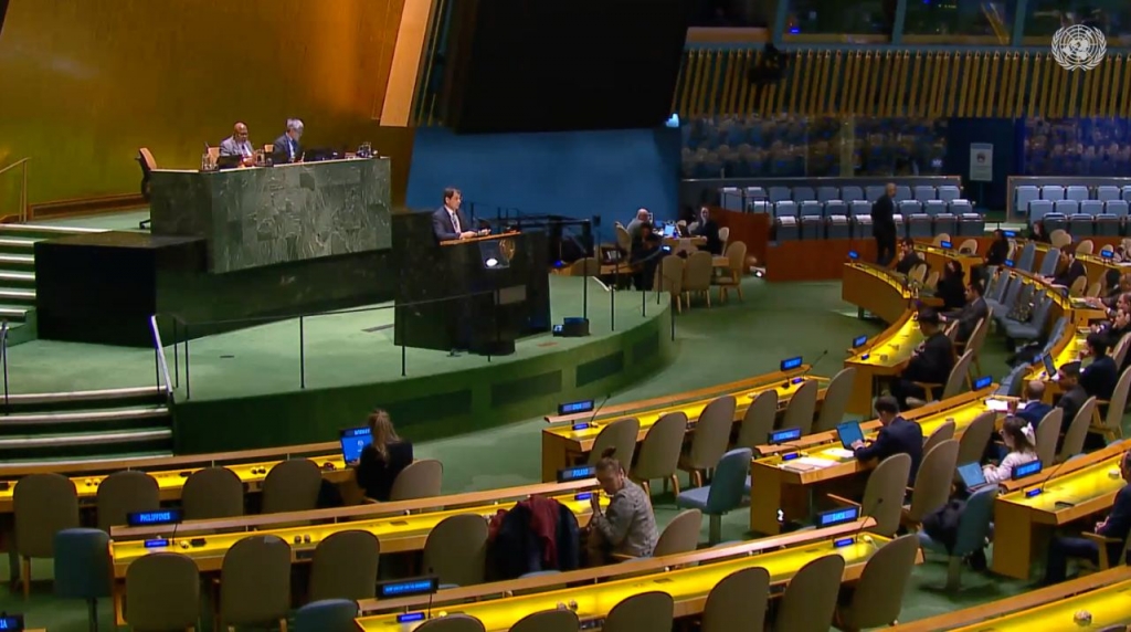 Выступление Первого заместителя Постоянного представителя Д.А.Полянского на заседании ГА ООН по использованному в СБ ООН праву вето по положению на Ближнем Востоке, включая палестинский вопрос