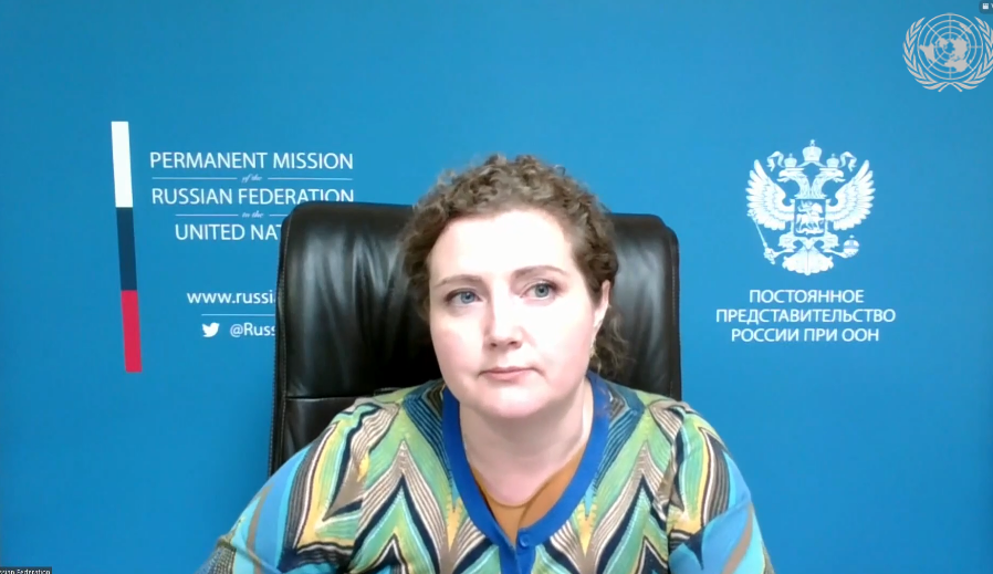 Выступление заместителя Постоянного представителя А.М.Евстигнеевой в ходе видеоконференции членов СБ ООН по 